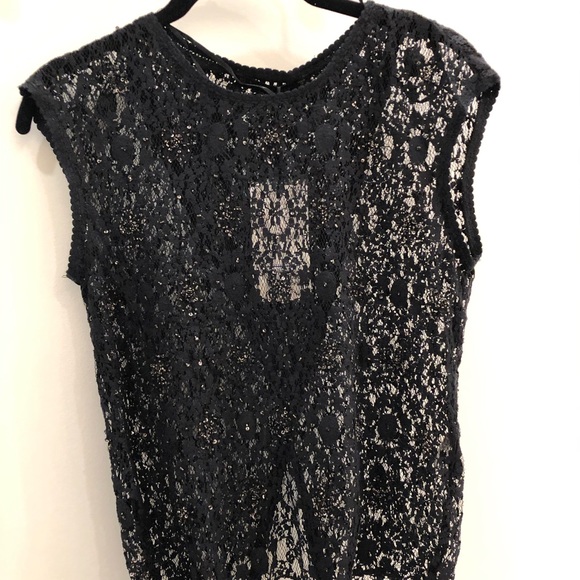 Zara evening black lace rhinestone top S NWT - Picture 1 of 8